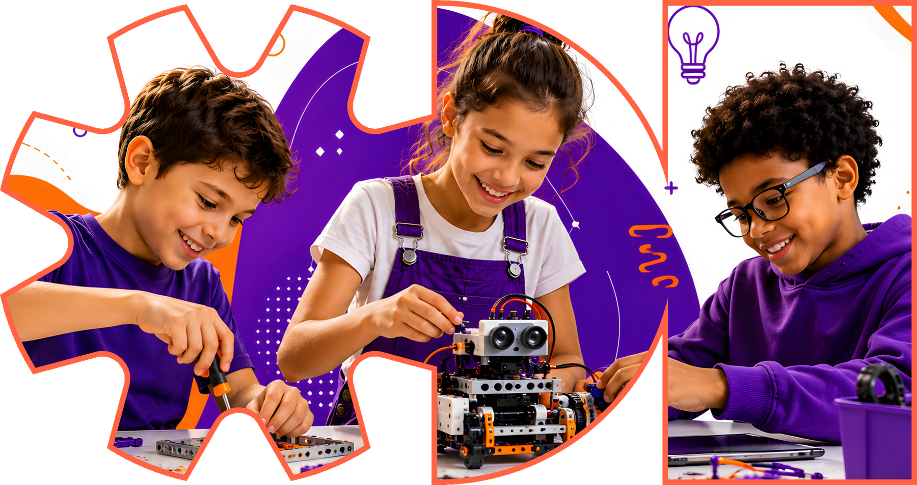 Alunos do Speasy Maker em atividades de robótica